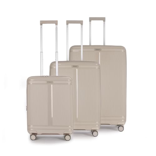 Stratic Straw T Hartschalen-Koffer Trolley Koffer-Set Reisekoffer, nachhaltig, 4 Rollen, erweiterbar, TSA-Schloss (Größe S,M,L,Sand) von Stratic