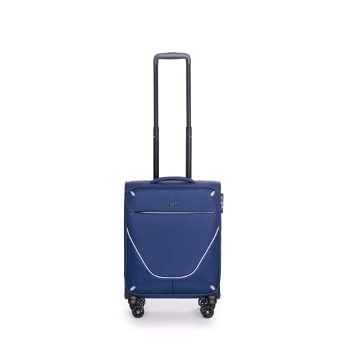 Stratic Strong Koffer Weichschale Reisekoffer Trolley Rollkoffer Handgepäck, 4 Rollen, Größe S, Navy von Stratic