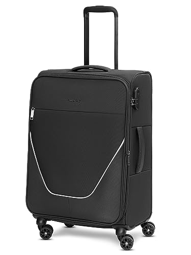 Stratic taska Trolley | Koffer groß aus leichtem Polyester mit Dehnfalte, 4 Rollen, einem Kreuzpackgurt, arretierbarer Griff und Zahlenschloss | 42 cm x 26 cm x 65 cm | 3.3 kg von Stratic