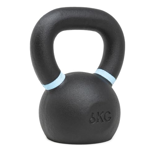 Strength Shop Kettlebell Gusseisen mit genormtem Griff, 1x 6 KG, Extrem Robust & Langlebig, Kugelhantel mit Gewichts-Farbmarkierung & Schwarzpulver-Beschichtung, ideal für Ganzkörpertraining von Strength Shop