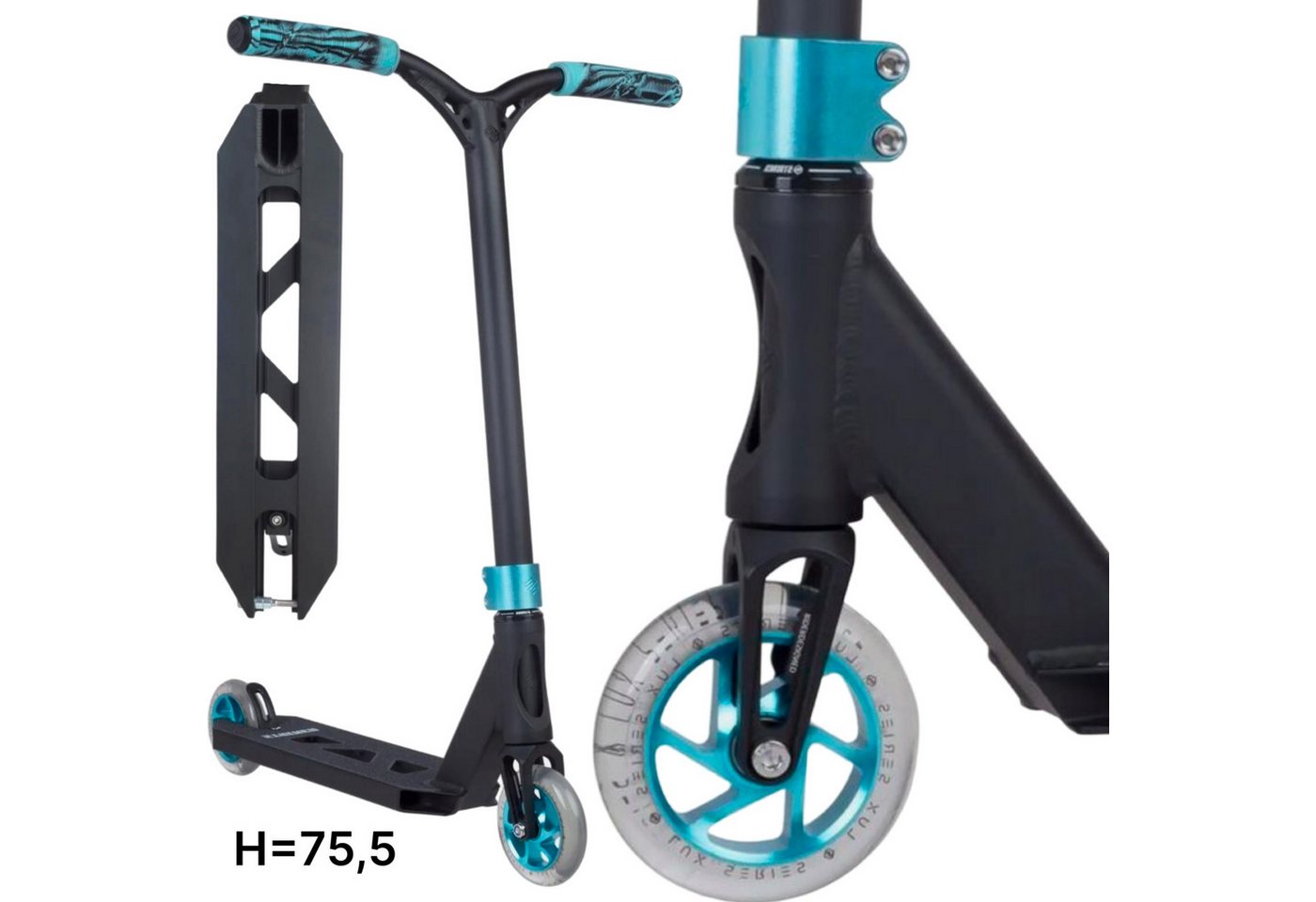 Striker Stuntscooter Striker Lux Youth Stunt-Scooter H=75,5cm 2,95kg Clear/Türkis Striker Stuntscooter Striker Lux Youth Stunt-Scooter H=75,5cm 2,95kg Clear/Türkis von Striker