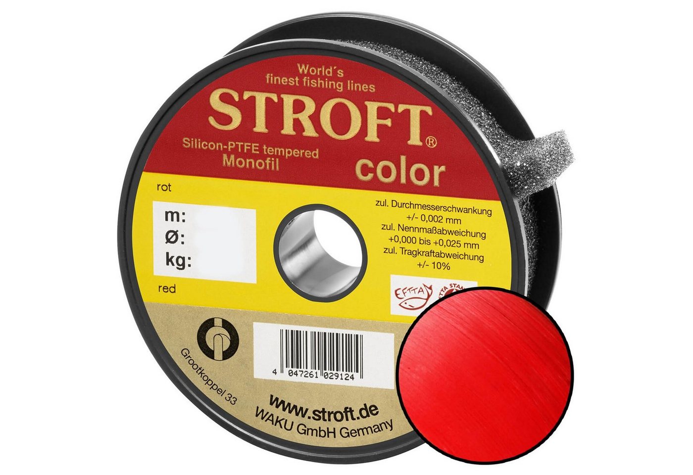 Stroft Angelschnur STROFT Color Monofile Angelschnur Rot, 25 m Länge, (1-St) von Stroft