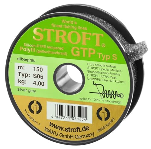 WAKU STROFT GTP S Typ 05 Silbergrau 150m Geflochtene Angelschnur 4,00 Kg von Stroft