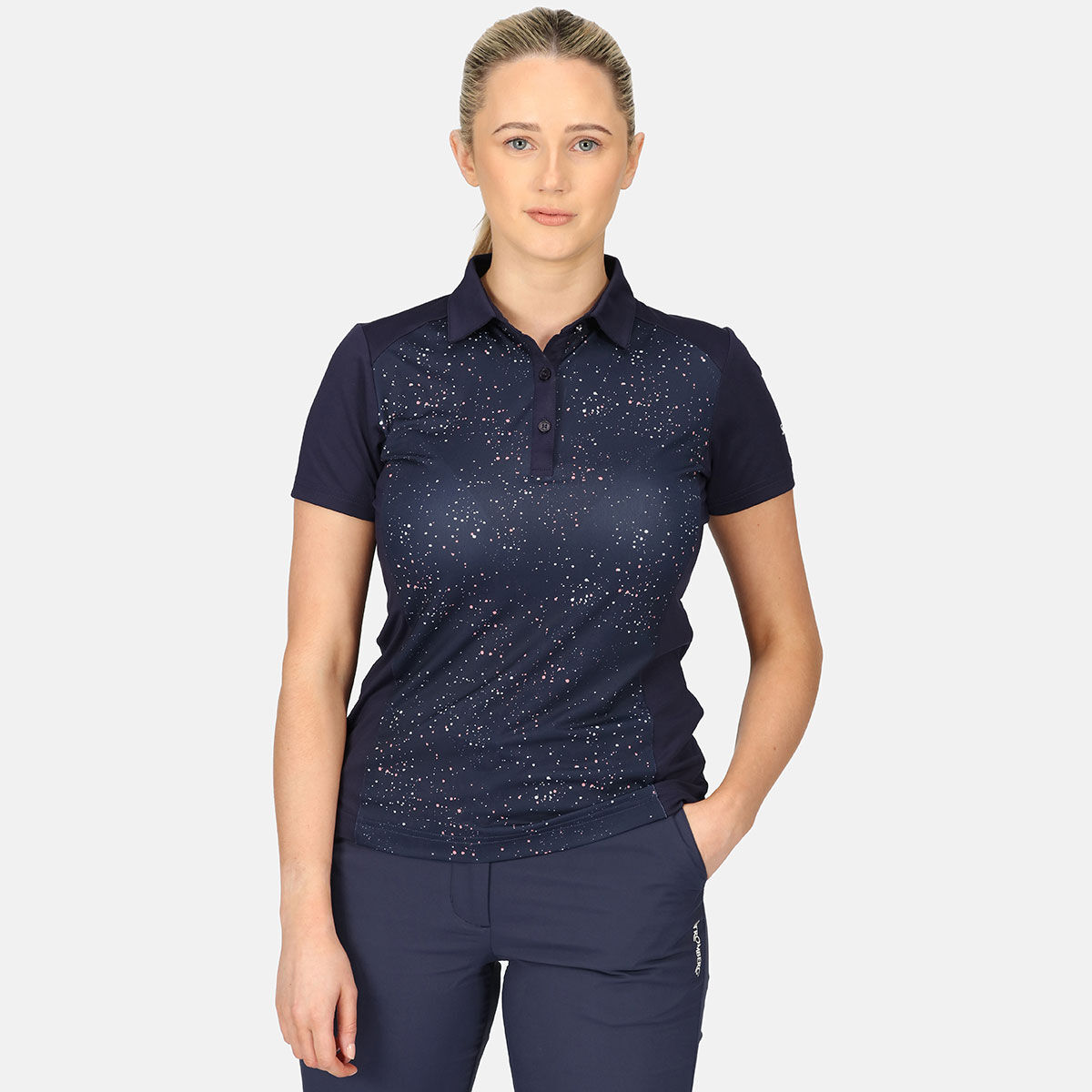 Stromberg Womens Splatter Print Golf Polo Shirt, Female, Navy, 8 | American Golf von Stromberg