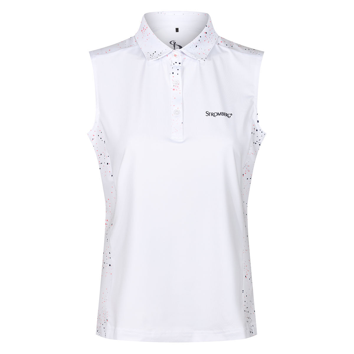 Stromberg Womens Splatter Print Sleeveless Golf Polo Shirt, Female, White, 18 | American Golf von Stromberg