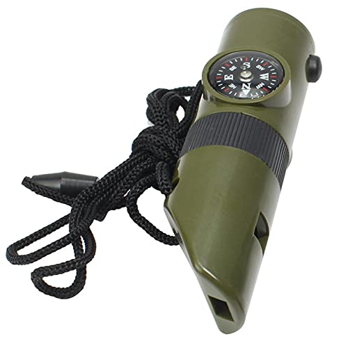 Stronrive 4 Stück Trillerpfeife, Notfallpfeife Wandern, Outdoor-Pfeife mit Taschenlampe, Kompass Thermometer Reflektor Lupe und Vorratsbehälter von Stronrive