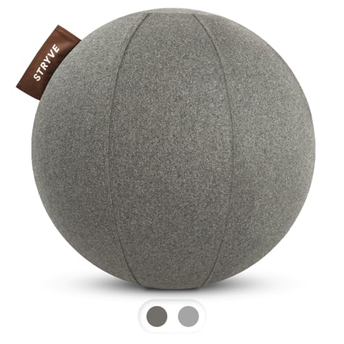 STRYVE Active Ball Wollfilz 70 cm Warm Grey, innovativer Sitzball mit Filzbezug, Alternative zum Bürostuhl, inkl. Luftpumpe von STRYVE