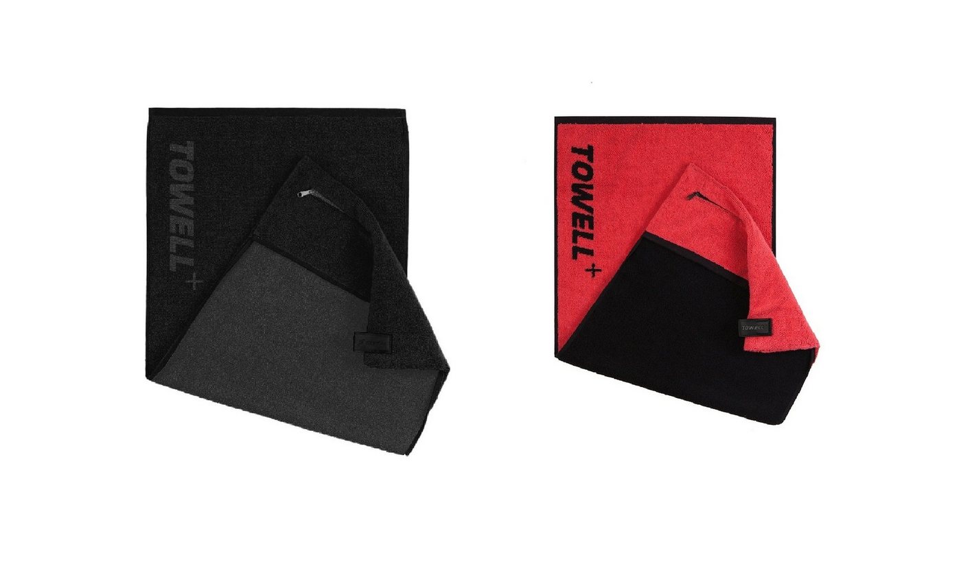 Stryve Sporthandtuch Towell +, Handtuch mit Tasche und Magnetclip 2er Set All Black/Rot Stryve Sporthandtuch Towell +, Handtuch mit Tasche und Magnetclip 2er Set All Black/Rot von Stryve