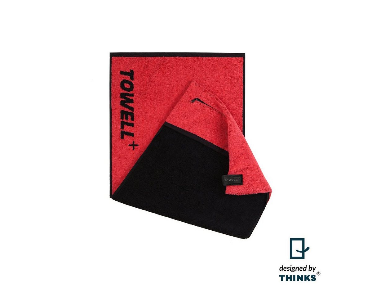 Stryve Sporthandtuch Towell +, Handtuch mit Tasche und Magnetclip, Rot/Schwarz Stryve Sporthandtuch Towell +, Handtuch mit Tasche und Magnetclip, Rot/Schwarz von Stryve