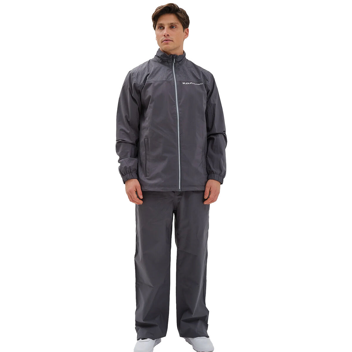 Stuburt Grey Lightweight Colour Block Evolution PCT Waterproof Golf Suit, Size: Small | American Golf von Stuburt
