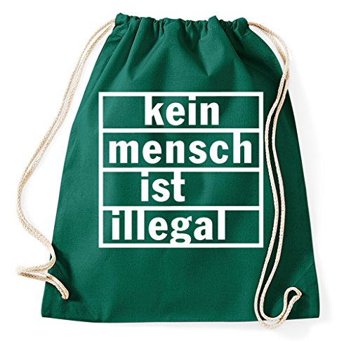 STYLETEX23 Kein Mensch ist illegal Turnbeutel Sportbeutel, flaschengrün STYLETEX23 Kein Mensch ist illegal Turnbeutel Sportbeutel, flaschengrün von STYLETEX23