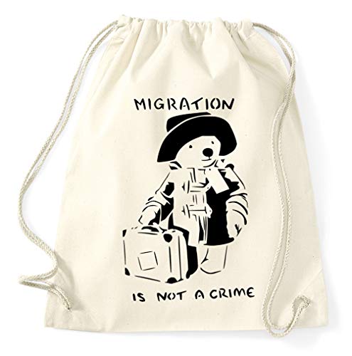 STYLETEX23 Migration is Not A Crime Paddington Turnbeutel Sportbeutel Gym Bag, Natur STYLETEX23 Migration is Not A Crime Paddington Turnbeutel Sportbeutel Gym Bag, Natur von STYLETEX23