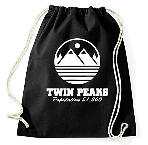 Styletex23 Twin Peaks Logo Turnbeutel Sportbeutel, schwarz von Styletex23
