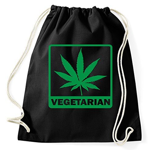 STYLETEX23 Vegeterarian Weed Turnbeutel Sportbeutel, schwarz STYLETEX23 Vegeterarian Weed Turnbeutel Sportbeutel, schwarz von STYLETEX23