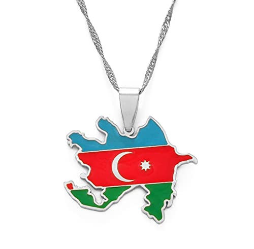 Stylish-Art Aserbaidschan-Karte Mit Flaggen-Anhänger-Halsketten,Azerbaycan Nation Vintage Patriotic Items Pattern Maps Pendant,Ethnic Anniversar Ornaments Jewelry,Silber,60Cm Kette Stylish-Art Aserbaidschan-Karte Mit Flaggen-Anhänger-Halsketten,Azerbaycan Nation Vintage Patriotic Items Pattern Maps Pendant,Ethnic Anniversar Ornaments Jewelry,Silber,60Cm Kette von Stylish-Art