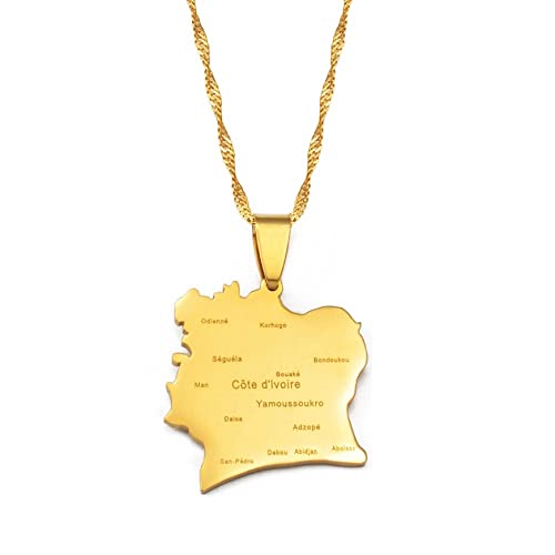 Stylish-Art Côte D'Ivoire Map Pendant Necklaces,Côte D'Ivoire Patriotic Items Pattern Maps Pendant,Ethnic Anniversar Ornaments Jewelry,Gold,45 cm Kette Stylish-Art Côte D'Ivoire Map Pendant Necklaces,Côte D'Ivoire Patriotic Items Pattern Maps Pendant,Ethnic Anniversar Ornaments Jewelry,Gold,45 cm Kette von Stylish-Art