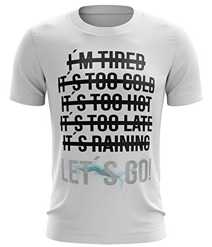 Stylotex Fitness T-Shirt Herren Sport Shirt I´m Tired, It´s Too Cold... Let´s Go! Gym Tshirts für Performance beim Training | Männer Kurzarm | Funktionelle Sport Bekleidung, Farbe:Weiss, Größe:M von Stylotex