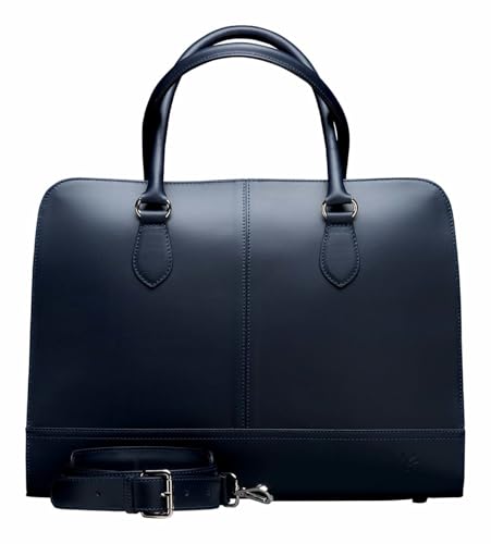 Su.B Laptoptasche 15.6 Zoll für Damen, Umhängetasche aus Spaltleder mit Schulterriemen und Kofferband, Hergestellt in Italien - Dunkelblau Su.B Laptoptasche 15.6 Zoll für Damen, Umhängetasche aus Spaltleder mit Schulterriemen und Kofferband, Hergestellt in Italien - Dunkelblau von Su.B.dgn