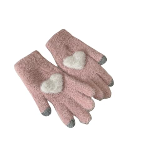 SuChengSS Damen Winter Warm Touchscreen Handschuhe Herbst- Und Winter Warme Touchscreenhandschuhe Für Mädchen Strickfinger Radfahren Kaltschutz Studenten-rosa von SuChengSS