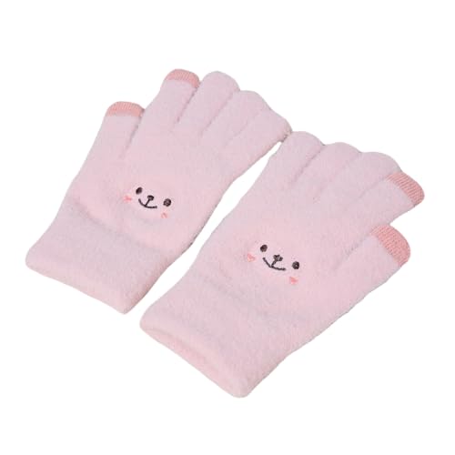 SuChengSS Damen Winter Warm Touchscreen Handschuhe Winter Warme Männer Und Frauen Berühren Bildschirm Herbst Und Winter Getrennter Finger Süßes Radfahren Strickhandschuhe-rosa von SuChengSS