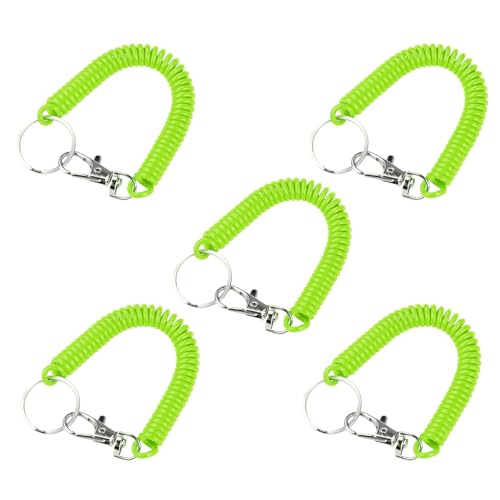 17 cm elastisches Federseil-Schlüsselanhänger, Metall-Karabiner, für den Außenbereich, Anti-Verlust-Telefon-Federschnur, Verschlusshaken von SueaLe