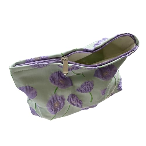 Handlicher Make-up-Organizer, praktische Kulturtasche, große Kapazität, Blumendrucktasche, Reisetasche für Schönheitsliebhaber, praktische Tasche, violett von SueaLe