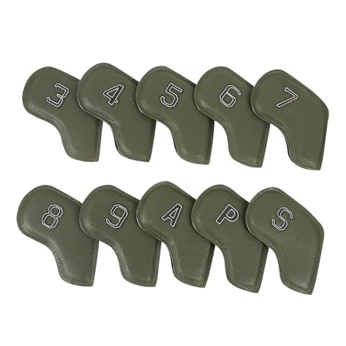 SueaLe 10Pcs Golfschläger Headcover Schutzhülle PU Leder Golfplätze Eisen Head Imprägniert Golfplätze Club Head Putter Protector von SueaLe