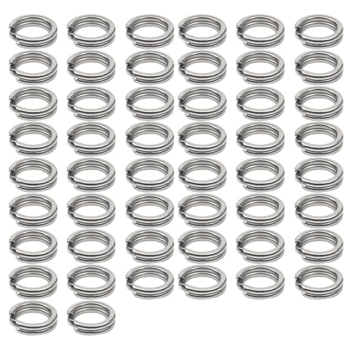 SueaLe 50Pcs Angeln Split Ringe Angeln Edelstahl Split Ringe Zangen Salzwasser Drillinge Terminals Tackle Anschlüsse von SueaLe