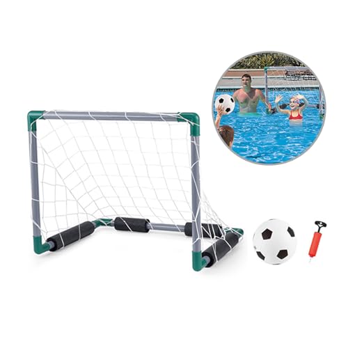 SueaLe Schwimmbad-Basketball-Reifen-Pool-Fußball, Outdoor-Basketball-Reifen-Fußballnetz für Poolränder mit Ball- und Pumpenset von SueaLe