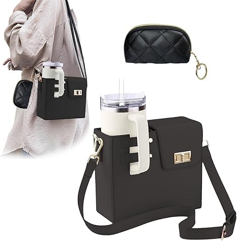 Outdoor Portable Crossbody Wasserbecher Aufbewahrungstasche, Crossbody mit Wasserflaschenhalter, Wasserflaschenträger mit verstellbarem Schultergurt, mit verstellbarer Trennwand, passend für große und von Sufeasdf