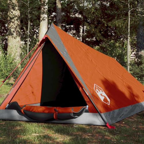 Sufrk Campingzelt 2 Personen Camping Zelt Camping Tent Camping ZubehöR Zelt Grau & Orange 200x120x88/62 cm 185T TAFT von Sufrk