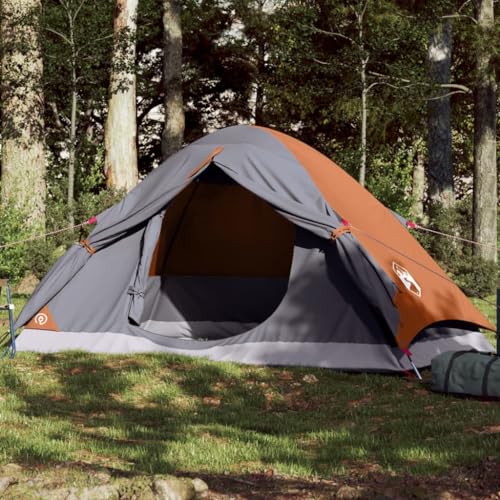 Sufrk Kuppel-Campingzelt 2 Personen Camping Zelt Camping Tent Camping ZubehöR Zelt Grau und Orange Wasserdicht - 94645 von Sufrk