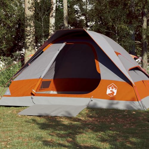 Sufrk Kuppel-Campingzelt 4 Personen Camping Zelt Camping Tent Camping ZubehöR Zelt Grau und Orange Wasserdicht - 94779 von Sufrk