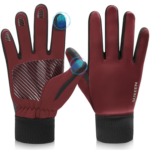 Sukeen Fahrradhandschuhe Herren Damen Winterhandschuhe, Touchscreen Handschuhe Thermohandschuhe Autofahrerhandschuhe Warme Schwarze Handschuhe Sporthandschuhe zum Radfahren Laufen Wandern Fußball von Sukeen