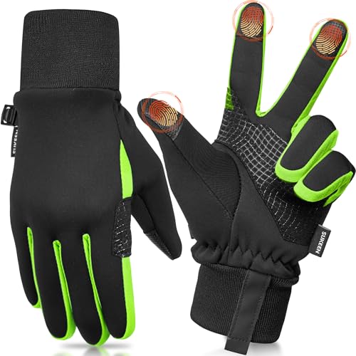 Sukeen Anti-Rutsch Handschuhe Kinder Fahrradhandschuhe Kinder, Softshell Handschuhe Kinder Handschuhe Warme Winterhandschuhe Wasserdicht Winddicht Laufhandschuhe für Mädchen Jungen 4-20 Jahre von Sukeen