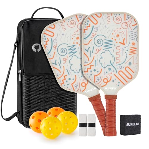 Sukeen Pickleball Schläger Set, 2 Pickleball Paddles mit Mattiertes Fiberglas-Oberfläche, Saugfähiges und Atmungsaktivem Griffband, Tragbare Tragetasche, Pickleball-Set Geeignet für Anfänger Sukeen Pickleball Schläger Set, 2 Pickleball Paddles mit Mattiertes Fiberglas-Oberfläche, Saugfähiges und Atmungsaktivem Griffband, Tragbare Tragetasche, Pickleball-Set Geeignet für Anfänger von Sukeen