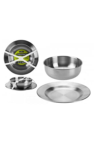 Summit Edelstahlteller und -schüssel, 2-teiliges Set für Camping, Outdoor, Wanderungen, Küche Summit Edelstahlteller und -schüssel, 2-teiliges Set für Camping, Outdoor, Wanderungen, Küche von Summit