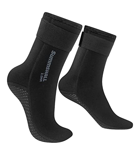 Summshall 3mm Neoprensocken für Damen und Herren, Warm Halten Neopren Socken Anti-Rutsch-Sohle Neoprensocken Langlebigkeit Wattsocken für Wassersport von Summshall