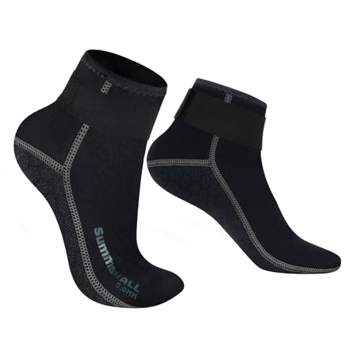 Summshall 5mm Neoprensocken für Damen und Herren, Warm Halten Neopren Socken Anti-Rutsch-Sohle Langlebigkeit Neoprensocken Wattsocken für Wassersport von Summshall