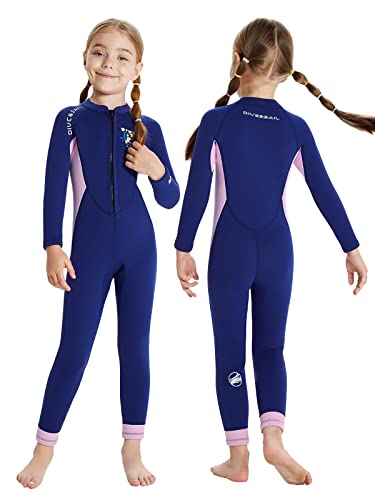 Summshall Neoprenanzug Kinder Lang Mädchen 2.5MM Neopren Ganzkörper Thermische Badeanzug UV-Schutz Hält Warm Taucheranzug Ultra Stretch Wetsuits für Wassersport von Summshall