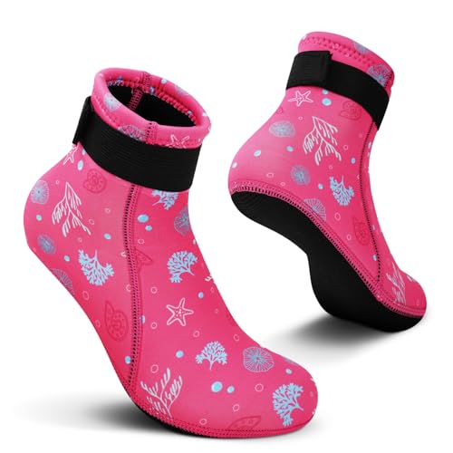 Summshall Neoprensocken Kinder, 3mm Warm Halten Neopren Socken Wassersocken Tauchsocken für Wassersport von Summshall