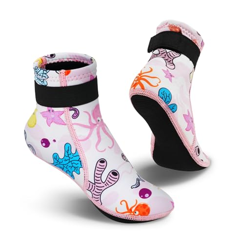 Summshall Neoprensocken Kinder 3mm Warm Halten Neopren Socken Wassersocken Tauchsocken für Wassersport von Summshall