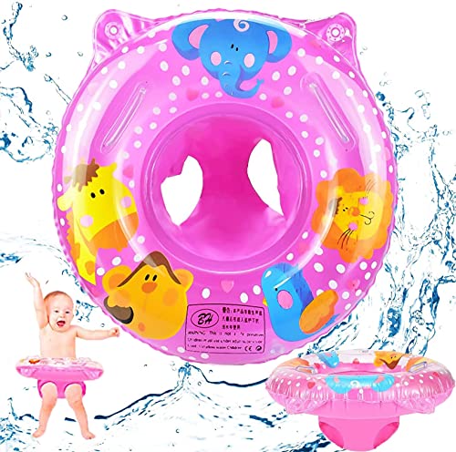 SunAurora Baby Schwimmring, Schwimmen Ring Kinder, Baby Aufblasbarer Schwimmreifen, Baby Schwimmen Ring mit Sitz, Cartoon-Print Schwimmring Kinder, Schwimmhilf für Baby 6-36 Monate (Pink) von SunAurora