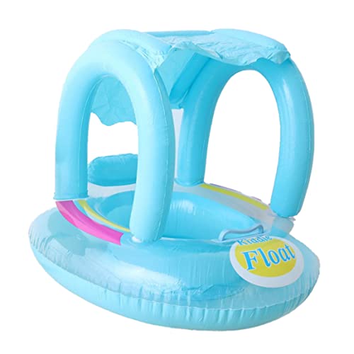 Baby-Pool-Schwimmkörper, aufblasbarer Kleinkind-Schwimmkörper, Säuglings-Trainings-Badeschwimmer mit Sonnenschutz-Sicherheitssitz, blau, aufblasbarer Pool-Schwimmkörper, Baby-Schwimmkörper, Schwimmkör von SunaOmni
