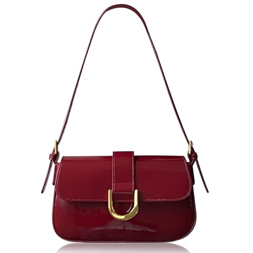 Rote Handtasche für Damen, verstellbare rote Y2k-Umhängetasche mit Reißverschluss, rote Schultertasche, Retro, trendige rote Ledertasche, rote Schultertasche, Y2k-Tasche, rote Handtaschen für Damen, t von SunaOmni