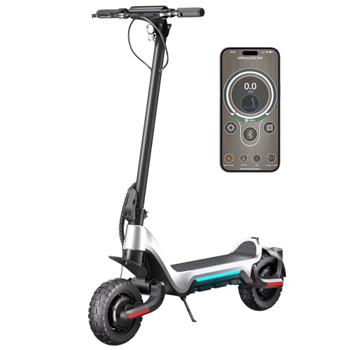 Sunclimb E Scooter S9 Serie, Elektroroller, Fährt 40-80 Km, Mit Doppelter Stoßdämpfung Vorne und Hinten,EABS & V/H-Scheibenbremse, Faltbarer E Roller Offroad, 160 KG Tragkraft (Silver) von Sunclimb