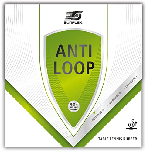 Sunflex ANTILOOP Tischtennis-Belag | professioneller Anti Topspin Belag | ITTF zugelassen | Gute Spinumkehr und Sicherheit | 1,2mm Schwamm | schwarz von Sunflex