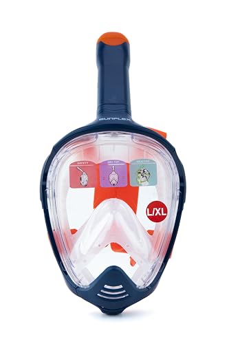 Sunflex Full Face Mask Kraken L/XL | Schnorchelmaske | Tauchmaske | Schnorchel mit Vollmaske | Vollgesichtsmaske Schnorchelausrüstung | Panoramablick | Unisex | ab 10 Jahre | Schwimmbad & Strand von Sunflex