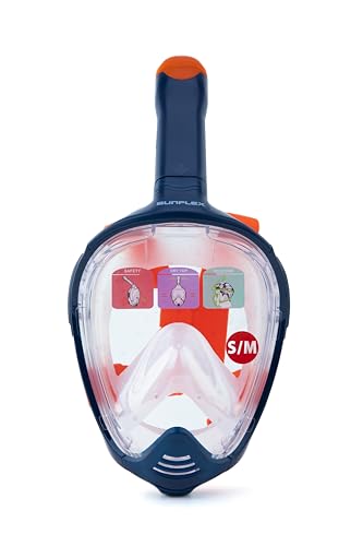 Sunflex Full Face Mask Kraken S/M | Schnorchelmaske | Tauchmaske | Schnorchel mit Vollmaske | Vollgesichtsmaske Schnorchelausrüstung | Panoramablick | Unisex | ab 10 Jahre | Schwimmbad & Strand von Sunflex