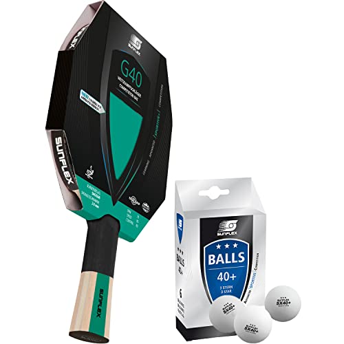 Sunflex G40 Tischtennisschläger + 3*** Tischtennisbälle | Tischtennisschlägerset | Tischtennis Hobby Set Sunflex G40 Tischtennisschläger + 3*** Tischtennisbälle | Tischtennisschlägerset | Tischtennis Hobby Set von Sunflex